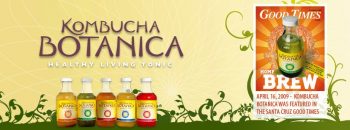 Kombucha Botanica Banner featuring their flavor line from 2009.