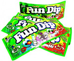 Fun Dip Candy by Wonka Packages of Fun Dip, candy sticks dipped in sugar, by Wonka candies.