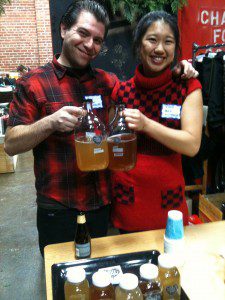 Ben Graff and Rana Chang of House Kombucha Ben Graff and Rana Chang of House Kombucha sampling their wares at the SFMade holiday mixer