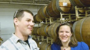 Tom Korder, Brewing Operations Manager of Goose Island in Chicago, shares a laugh with Hannah Crum of Kombucha Kamp