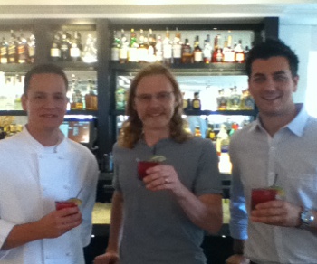 Mike Rakun Bryan Deane Bertsch and Brandon Bossert Hold A Kombucha Margarita at Mill Valley Kitchen in Minneapolis Executive Chef Mike Rakun, Bryan Deane Bertsch of Deane's Kombucha and General Manager Brandon Bossert Hold Kombucha Margaritas at The Mill Valley Kitchen in Minneapolis "Kombucharita"