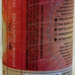 Unity Vibration Kombucha Beer Raspberry Flavor back label