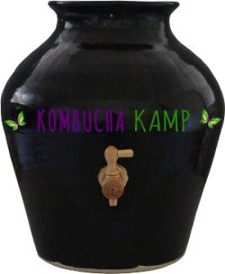 Black Stoneware vessel with wooden spigot for brewing Kombucha or JUN