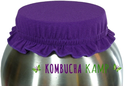Purple Cotton Kombucha Jar and Brewer Caps from KKamp are a stylish option for covering the brew