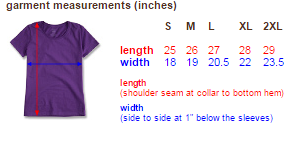 Ladies cut t-shirt size chart