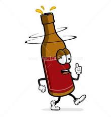 bouteille ivre Une caricature de bière en bouteille étourdit et ivre