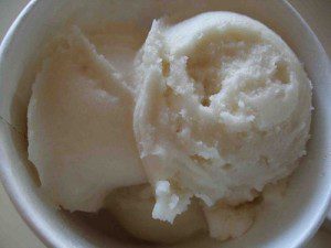 A bowl of Kombucha Sorbet from Humphrey Slocombe appears creamy and delicious.