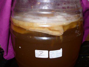 What is Kombucha but fermented tea! A Large Jalisco of Kombucha brewed by Hannah Crum of Kombucha Kamp