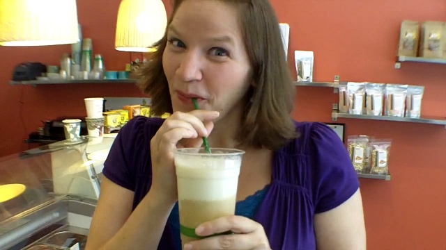 Hannah Crum sips a Kombucha Float from Kind Kreme