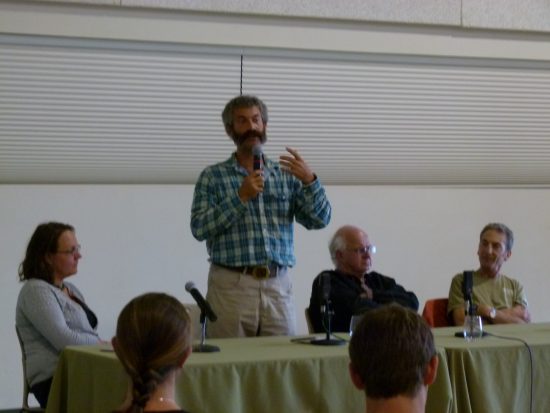 Michael Stusser, Charlie Bamforth and Jenny McGruther listen to Sandor Katz at the Freestone Fermentation Symposium on 5.20.11