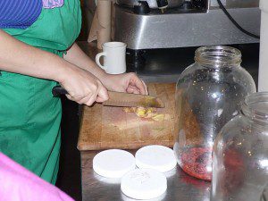 Hannah Crum, Master Kombucha Brewer for Leaf Organics - Slicing