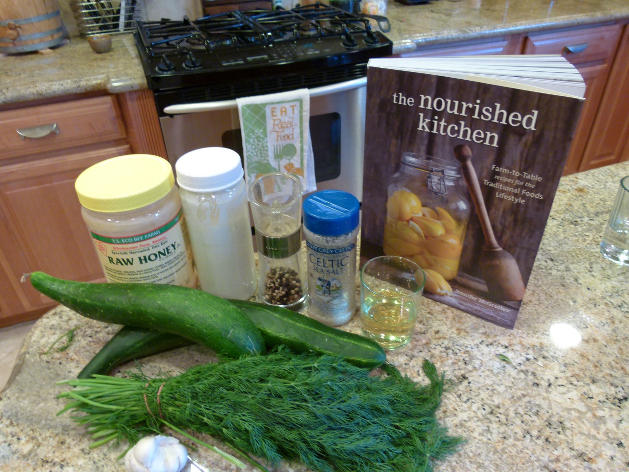 Cucumber Salad w/Milk Kefir Dressing from Nourished Kitchen