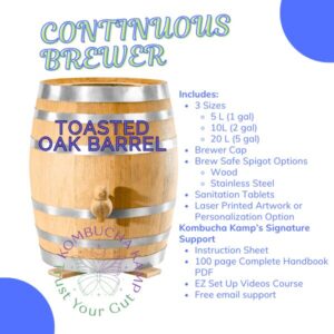 USA Made Toasted Oak Barrel Perfect for Continuous Brewing