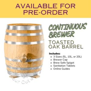 USA Made Toasted Oak Barrel Perfect for Continuous Brewing