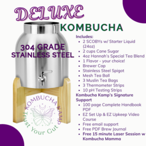 Stainless Steel Vessel & Stand with Deluxe Kombucha Tea Brewer Continuous Package