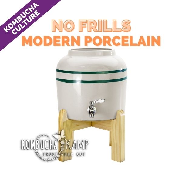Modern Porcelain Vessel with Complete Kombucha Brewer No Frills Continuous Package