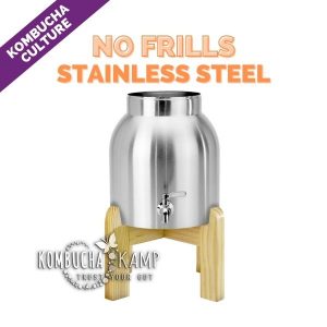Stainless Steel Vessel & Stand with Deluxe Kombucha Tea Brewer Continuous No Frills Package