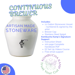 USA Handmade Stoneware Artisanal Crock - Continuous Brew JUN Deluxe Package