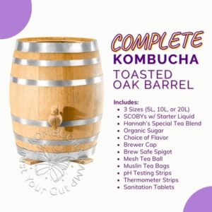 USA Made Toasted Oak Barrel KOMBUCHA Complete Package